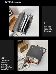 Detail view of large capacity dark grey backpack with three inner compartments and magnetic buckle