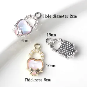 Alloy heart pendant with pearls and rhinestones for DIY jewelry necklaces and bracelets
