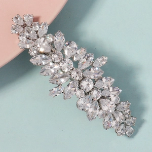 Barrette À Cheveux En Zircon Étincelant Fleur De Feuille Pince À Ressort Coréenne Élégante Épingle À Cheveux Femme