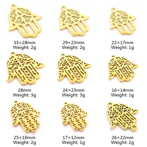 Hamsa Hand Fatima Palm Hollow Out Stainless Steel Pendants For Jewelry Making DIY Craft Supplies Fashion Necklaces Making