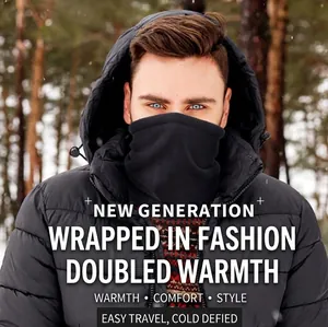 Winter thermal fleece neck warmer for men in black, outdoor cycling windproof face mask