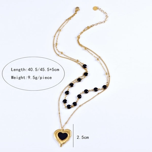 Spécifications de taille pour le collier double couche avec pendentif cœur noir