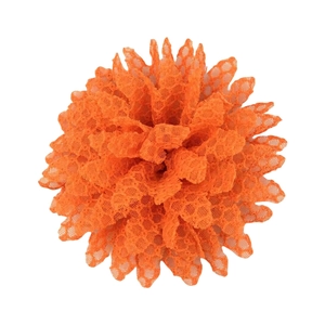 Close-up of a 11cm orange chiffon sunflower with lace edges and honeycomb mesh texture