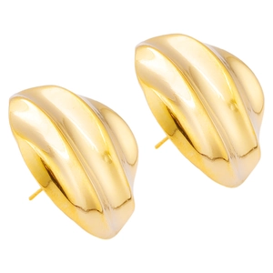 Detailed close-up of gold plated 304 stainless steel earrings with wrinkled heart texture