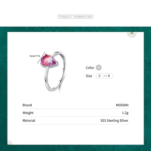 Minimalist S925 sterling silver ring with gradient pink teardrop gemstone 5x7.5mm