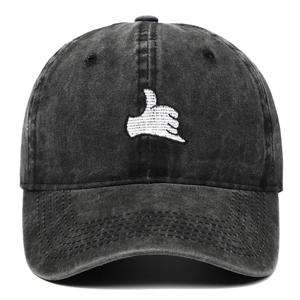 Shaka Gesture Hand Sign Embroidery Baseball Cap Washed Cotton Vintage Adjustable Sunshade Outdoor Hat Casual Unisex