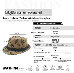 Size chart for straw jazz hat showing 54/58cm head circumference and 4.5cm brim detail