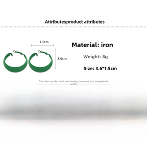 Green geometric hoop earrings size 3.6x1.5cm weighing 8g with silver needle studs