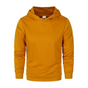 Men's bright yellow casual drawstring hoodie in a relaxed fit with ribbed cuffs