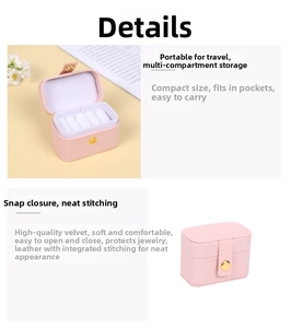 Macro view of pink PU leather jewelry box with bead velvet lining and secure snap closure