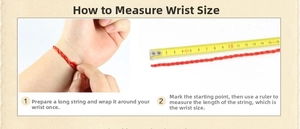 Detailed guide showing how to measure wrist circumference using string and ruler for sizing