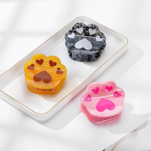 Cat Paw Hair Claw Clip Acetate Nonslip Shark Hair Jaw Clips With Heart Pattern For Women Girls Cute Hair Accessories