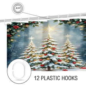 Details zu Metallösen und 12 Kunststoffhaken für den Weihnachts-3D-Duschvorhang