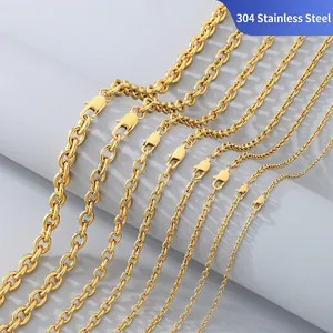 304 Stainless Steel Necklace And Bracelet O-Chain Link Gold Silver Tone Casual Fashion For Men Women