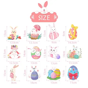 Easter decorations size chart for bunny and egg hanging ornaments in various dimensions