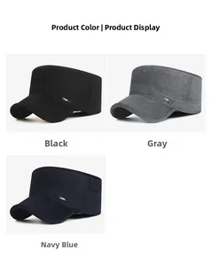 Detailed view of men's thermal army caps in black, grey, and navy blue fabric