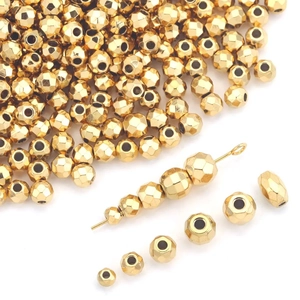 Stainless Steel Faceted Spacer Beads Vacuum Gold Plated Geometric Loose Beads For DIY Jewelry Making Crafting Accessories