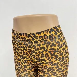 Plus size leopard print leggings with digital printed animal pattern and high waist