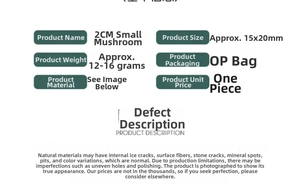 Detailed technical specifications for 2cm natural stone mushroom with dimensions and weight