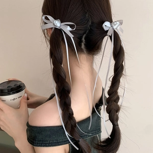 Rose Flower Bowknot Hair Clips And Satin Long Ribbon Hair Ties Elegant Balletcore Hair Accessories For Women
