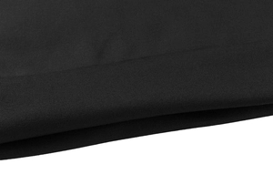 Close-up of premium black knitted fabric texture and fine stitching on the men's hoodie
