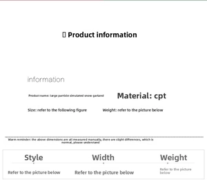 Detailed specification chart for simulated snowflake ring made of high-quality CPT material
