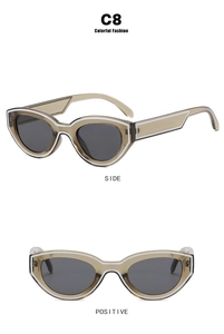 Lunettes de soleil œil de chat monture marron avec vues latérale et frontale détaillées
