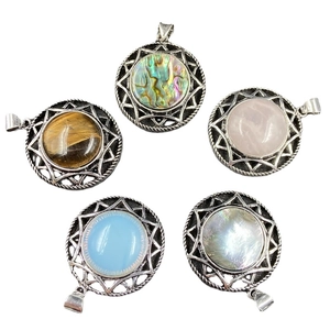 Hexagram crystal necklace set with natural abalone shell and tiger eye stone pendants