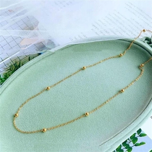 Bead Chain Necklace Minimalist Titanium Steel Gold Plated Dainty Clavicle Choker For Women