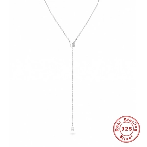 S925 sterling silver butterfly Y-shaped long tassel necklace with zircon teardrop pendant