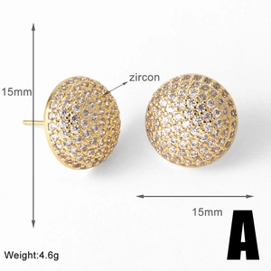Detail showing 15mm gold-plated stud earrings with full micro-pave white zircon stones