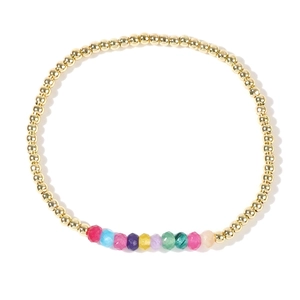 Summer multi-colored abacus bead bracelet with polished golden copper beads