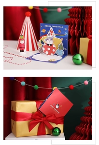 Weihnachts 3D Pop-Up Grußkarten süße Cartoon Segensbotschaft Karten Geschenke für Feiertage.