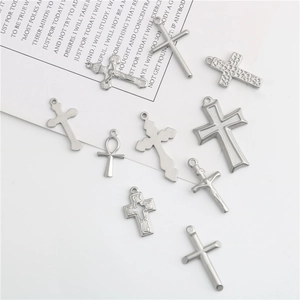 Various stainless steel cross pendants and ankh charms for DIY jewelry making accessories