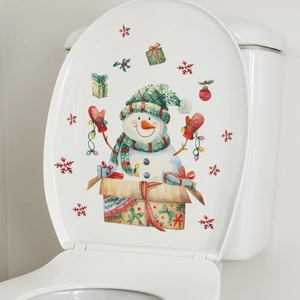 Weihnachts-Schneemann und Schneeflocken Toilettendeckel-Aufkleber für festliche Deko