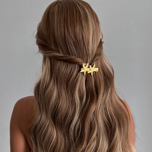 Elegante goldene Seestern-Haarklammern aus Metall für Damen mit doppellagigem Schleifendesign