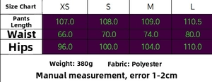 Detailed size chart for women's vest and straight-leg pants set in XS to L sizes