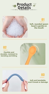 Detailed view of flexible food-grade silicone baby spoon with soft rounded orange tip