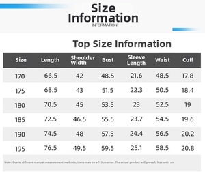 Size chart detail for men ice silk polo shirt including length, shoulder and chest measurements
