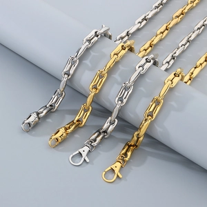 Hip Hop Pig Nose Chain Necklace And Bracelet Jewelry Set Stainless Steel Coffee Bean Link Punk Trendy Polished Men Accessories