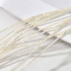 Natural white mop shell 2mm mini round beads for handmade jewelry necklaces and bracelets