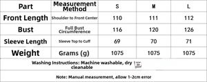 Size chart and care instructions for women's long British style wool blend coat