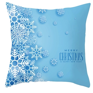 Blue Christmas snowflake throw pillow cover with Merry Christmas text for home decor