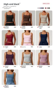 Vue en grille montrant dix options de couleurs pour le débardeur de yoga ajusté à col carré