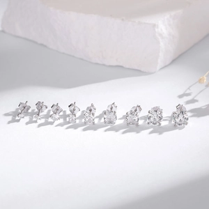 925 Sterling Silver Minimalist Zirconia Solitaire Stud Earrings For Women Tiny Classic INS Style Heart Jewelry Silver Gold