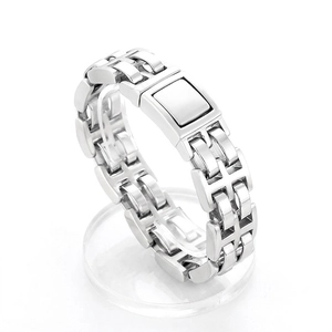 Mens Stainless Steel Bracelet 316L Titanium Steel H-Shaped Watchband Link Chain Punk Industrial Fashion Silver Jewelry
