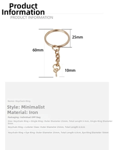 Detail of rose gold metal keychain ring with chain and screw eye pin connector