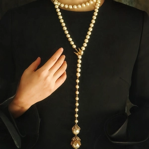 Collana Lunga Di Künstliche Perle Retrò Ciondolo Uccello Strass Fiore Nappa Lega Imitazione Perla Artificial Gioielli Per Donna