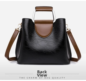 Rear view of the PU leather tote bag showing high-quality black litchi grain texture
