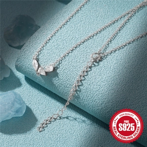 Elegant S925 sterling silver necklace featuring a cluster petal pendant with clear zircons
